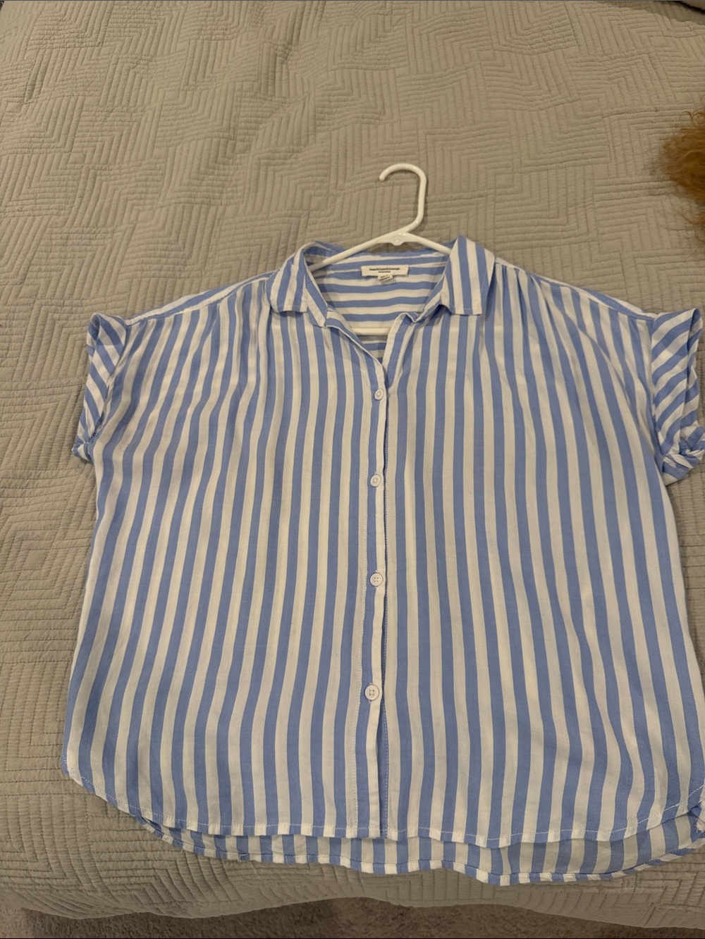 beachlunchlounge Blue and White Striped Button-up Blouse